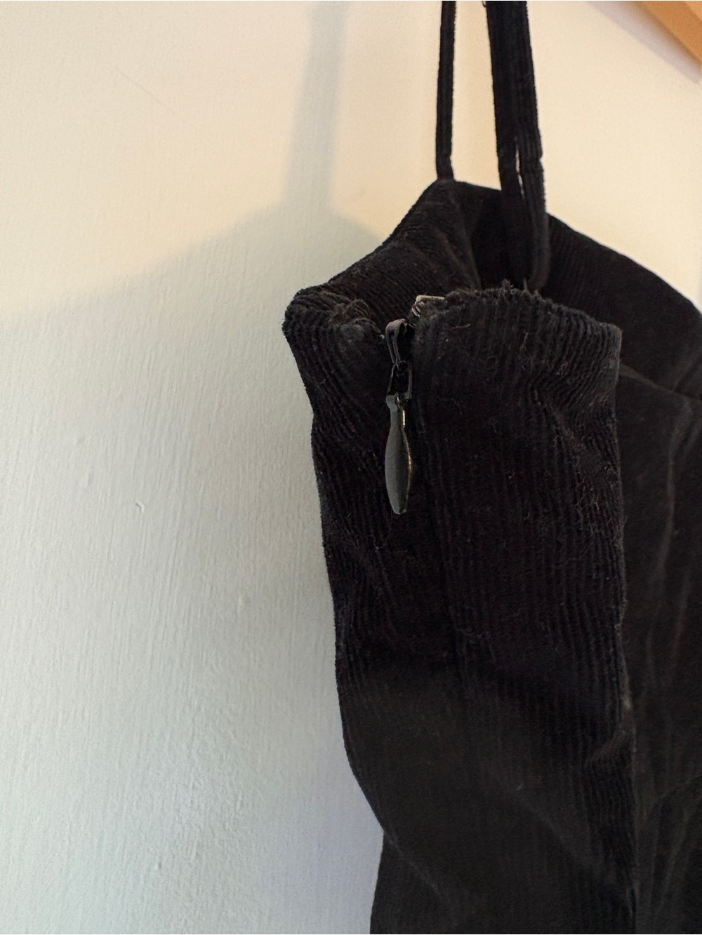 Wilfred Isabelle Black Corduroy Mini Dress Spaghetti-Strap Size 8 - Picture 6 of 11